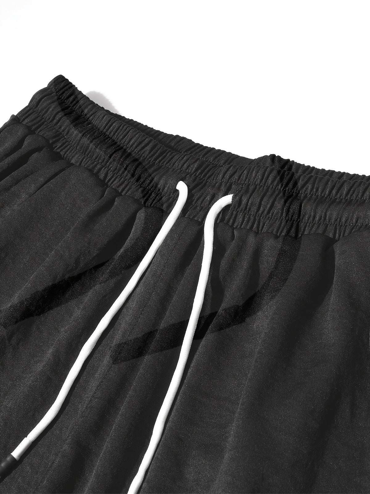 Summer Women's Cropped Cargo Pants with Stylish Pocket Design, Drawstring Elastic Waist Casual Long Pants, Suitable for Outdoor and Daily Wear - Black
