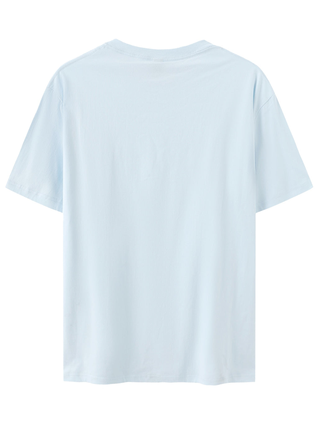 Men's Print Pure Cotton T-Shirt, Summer Fashion Vintage Trendy Casual Breathable Everyday Versatile Crew Neck Short Sleeve Top - Light Blue Color