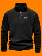 Autumn Winter Men'S Fleece Thickened Henley Stand-Up Collar Sweatshirt 1/4 Zip Warm Top Double-Faced Fleece Jacket, New Season - Black