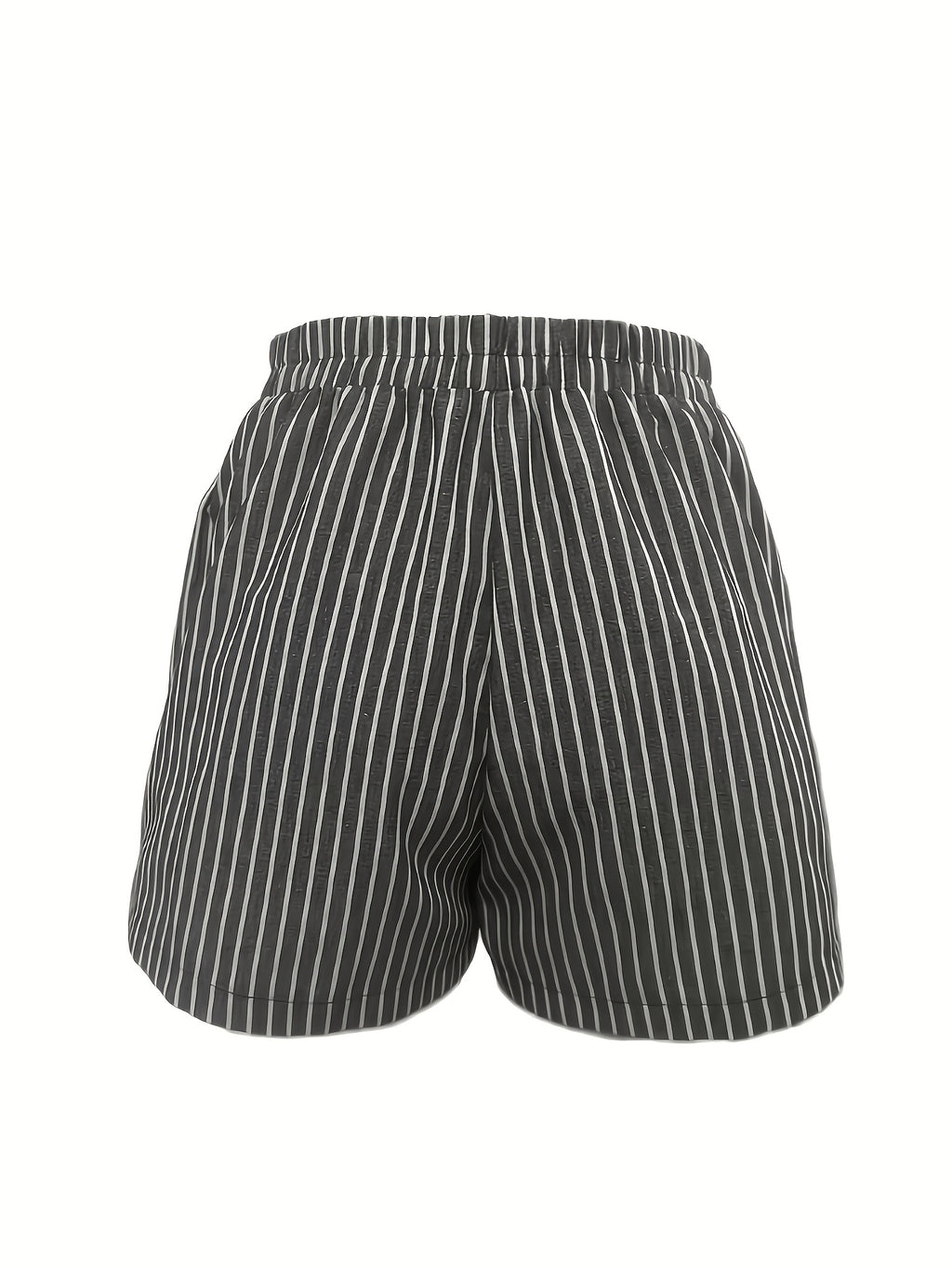 Western Style Women'S Striped Casual Shorts, Summer Loose Wide-Leg Home Pants, Wearable Outside - Dark Gray