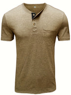 Summer Henry Short Sleeve Two-Piece Set - Khaki Gray
