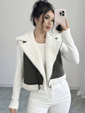 Women's Short Faux Lamb Sleeveless Vest Coat - Deep Grey