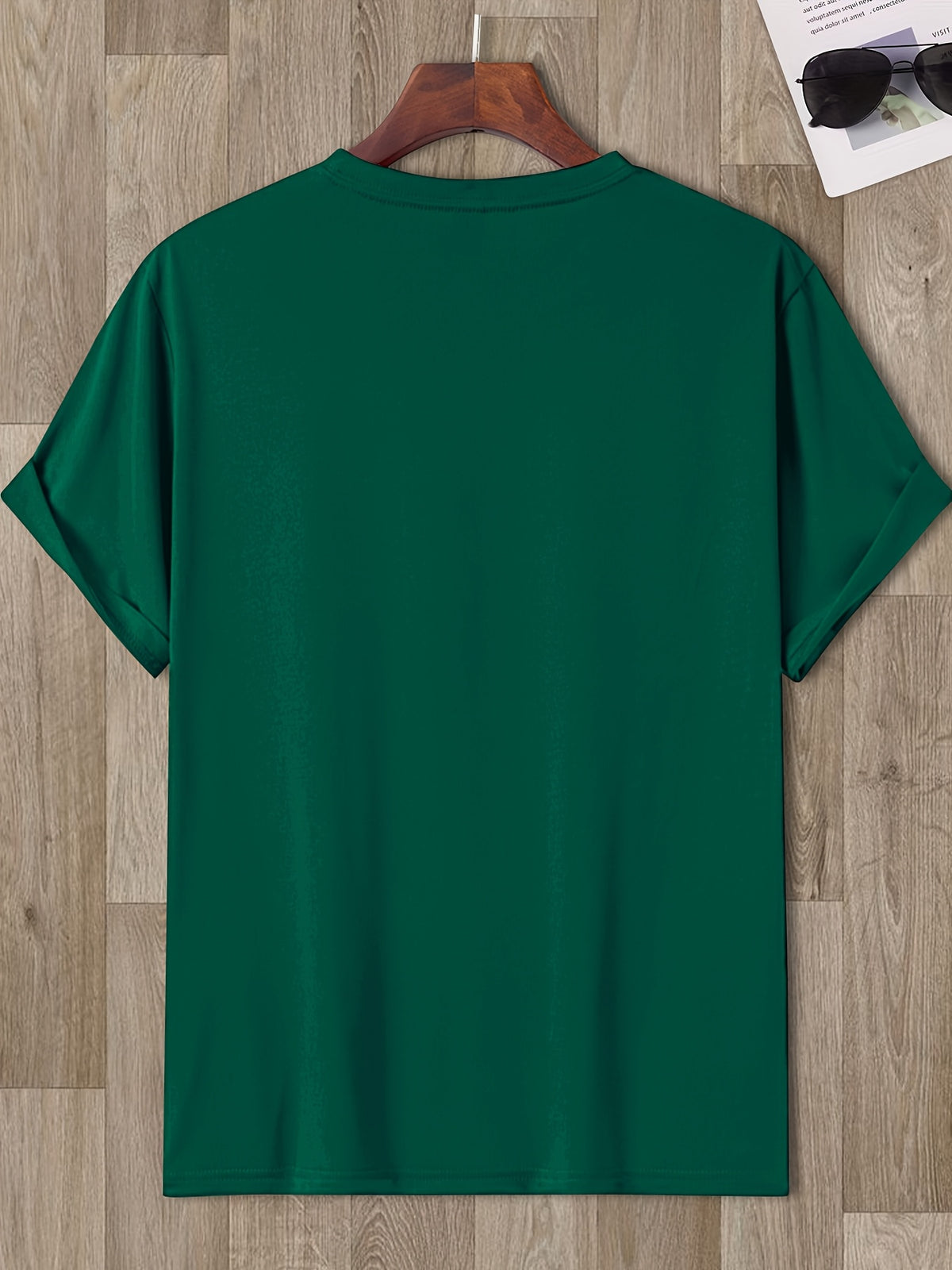 Men's T-Shirt with Letter A Print - Casual Wear - Dark Green