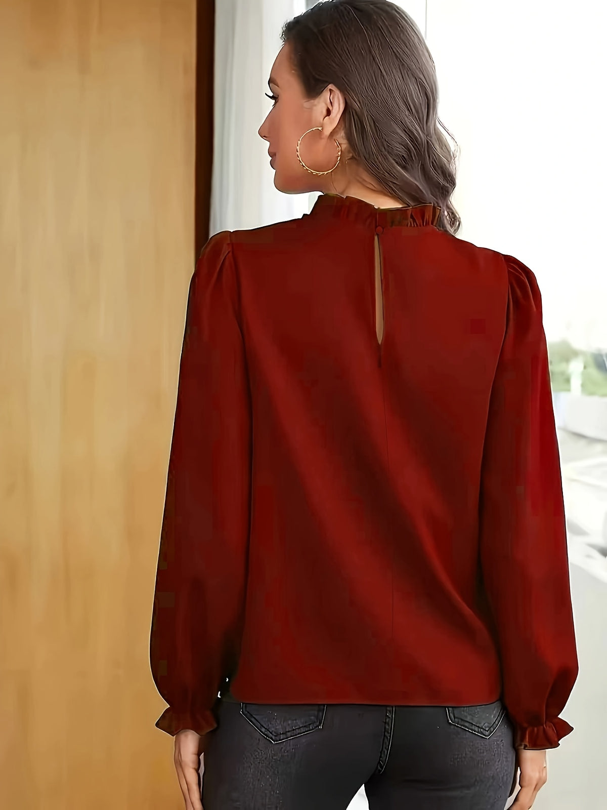 New Elegant Solid Color Fashion Shirts for Women in Spring And Summer - Burgundy