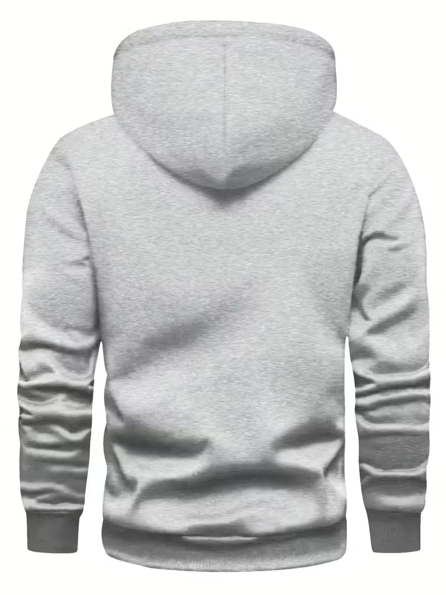 50%, 50%, Men'S Casual Pocket Ankle-Length Hooded Sweatshirt, Cuffs with Ribbed Bottom, Men'S Warm Fleece-Lined Sweatshirt for Global All-Season Base Layer - Light Gray 3