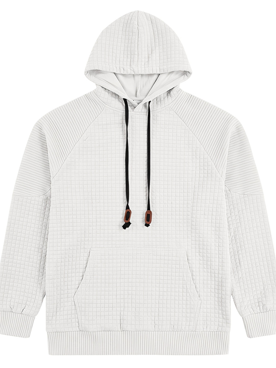 Maqiqi OBM Men's New Autumn/Winter Solid Color Warm and Comfortable Hooded Sweatshirt, Stylish and Versatile for Daily Casual, Work, Commuting, and Outdoor Activities - White