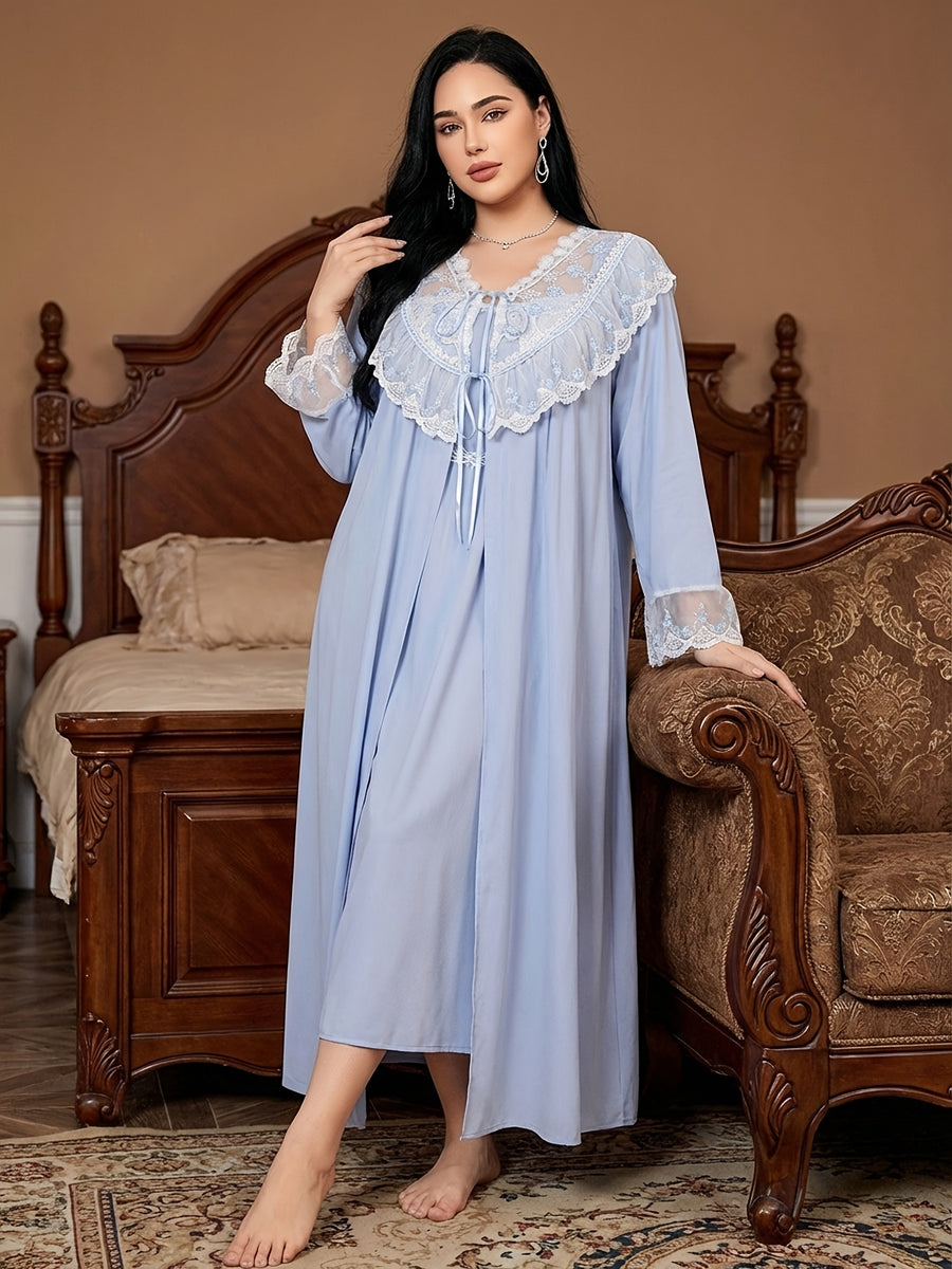 Plus Size Pajama Set - Light Blue