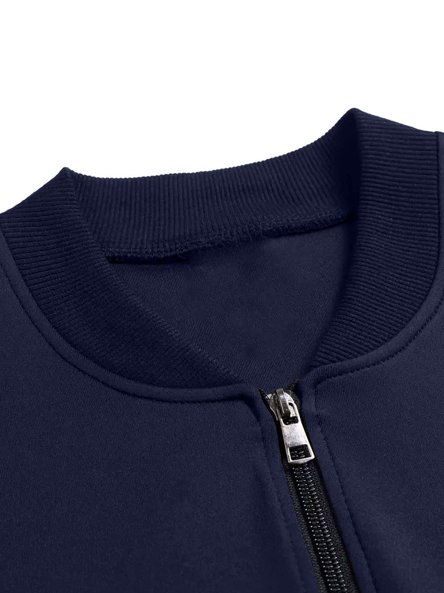 Slim-fit Versatile Men's Jacket, Featuring a Simple Handwritten Pattern, Men's Zip-up Jacket, Comfortable Casual Style, Suitable for Outdoor Activities - Star Blue
