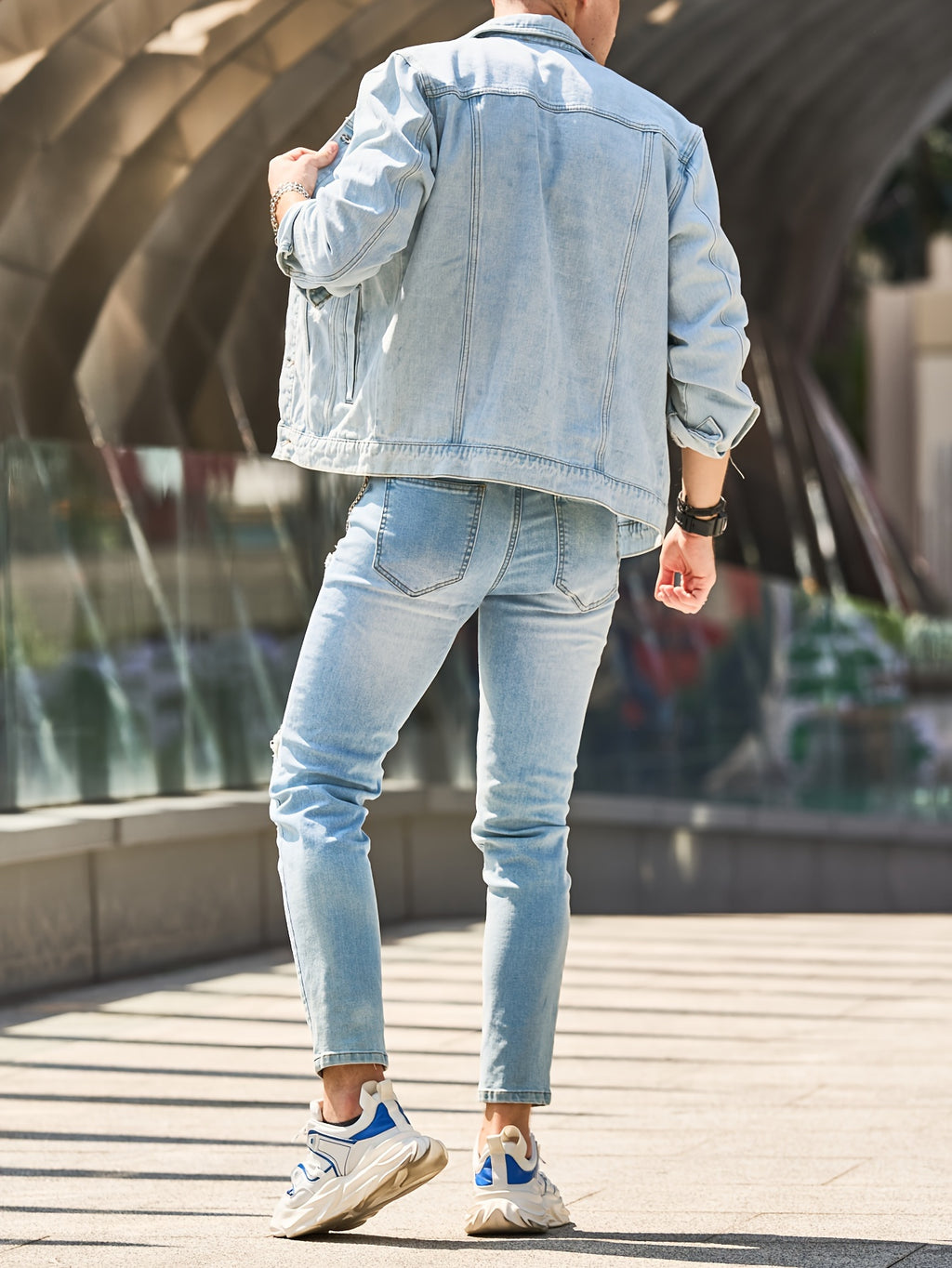 New Men's Denim Jacket Coat for Teens, Trendy Stylish Casual Top - Sky Blue