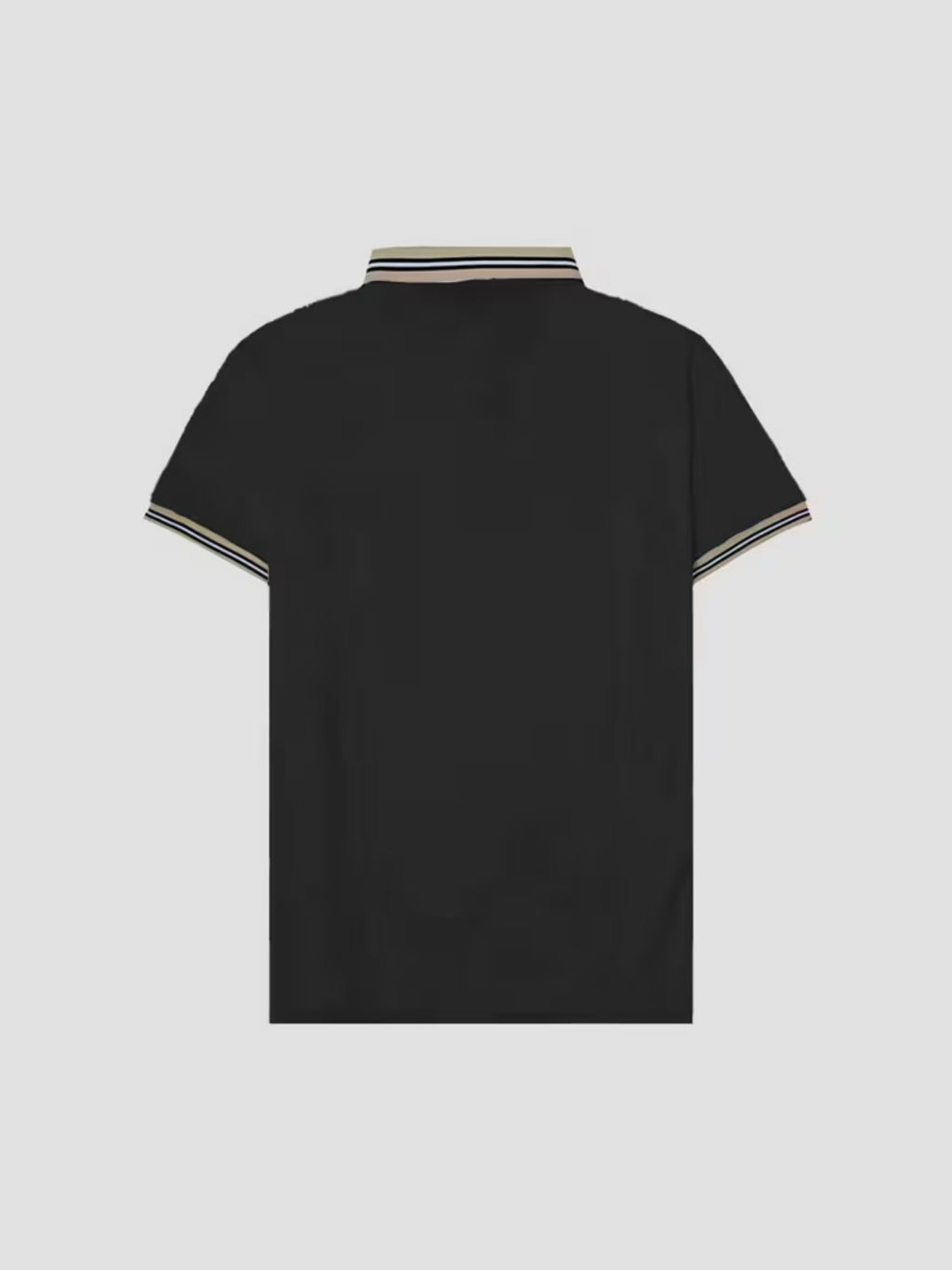 Men'S Fashion Casual Polo Shirt Short Sleeve with Chest Pocket Striped Collar Cuff Design Trendy Street Style for Adults Men Daily Wear - Black