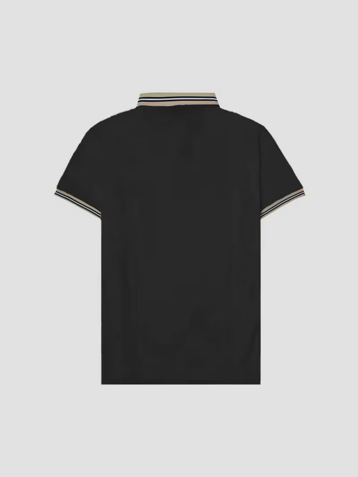 Men'S Fashion Casual Polo Shirt Short Sleeve with Chest Pocket Striped Collar Cuff Design Trendy Street Style for Adults Men Daily Wear - Black