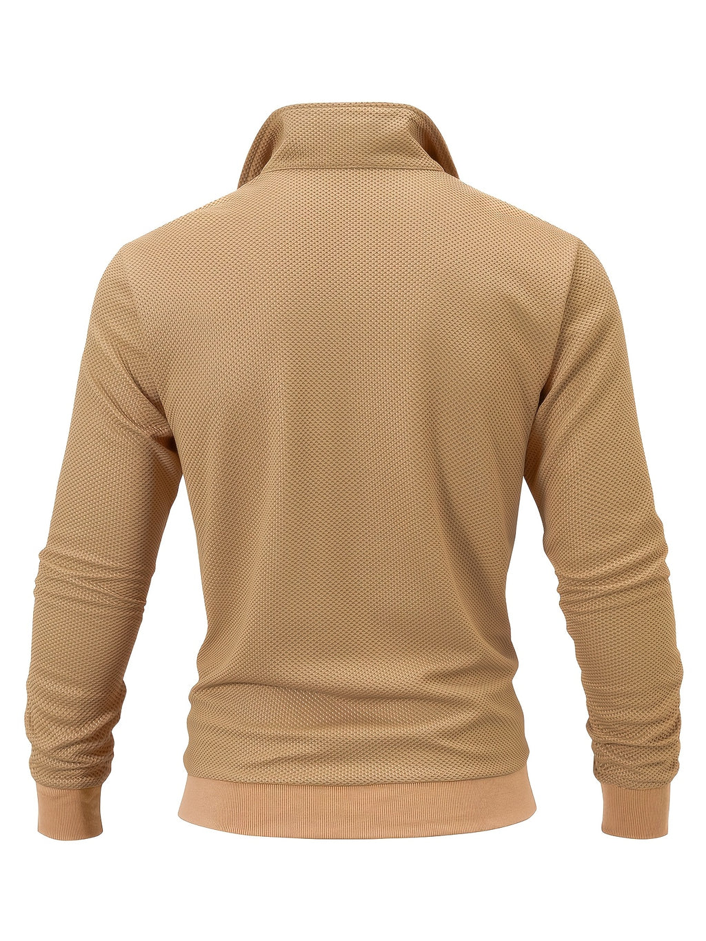 Half-zip Lapel Long-sleeve Polo Shirt, Men's Spring/autumn Business Casual Top - Khaki