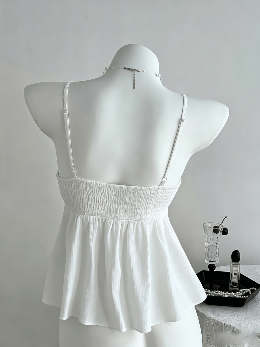 ZLLZ Women'S Cute Solid Color Cami Top, Summer - White