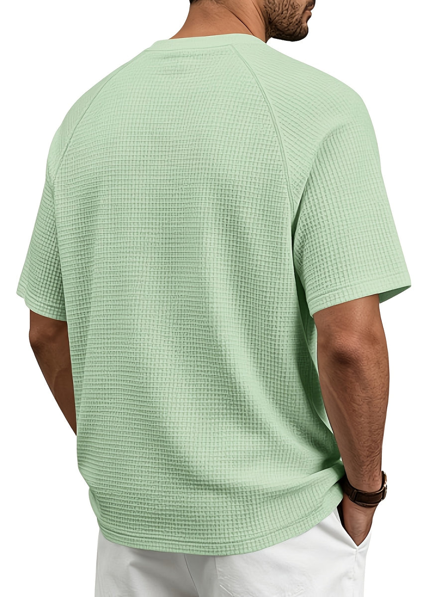 Men'S Summer Easy Fashion Loose Comfortable Breathable Casual Round Neck Short Sleeve T-Shirt - Light Green