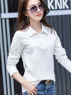 Women'S Easy Outfit Collared Top Polo Shirt - White