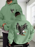 Eagle Men'S New Trendy Autumn And Winter Hoodie, Casual Everyday Drawstring Sweatshirt with Creative Design Print, Featuring a Front Kangaroo Pocket, Unisex Top - Light Green