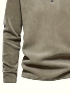 Autumn Winter Men'S Fleece Thickened Henley Stand-Up Collar Sweatshirt 1/4 Zip Warm Top Double-Faced Fleece Jacket, New Season - Khaki
