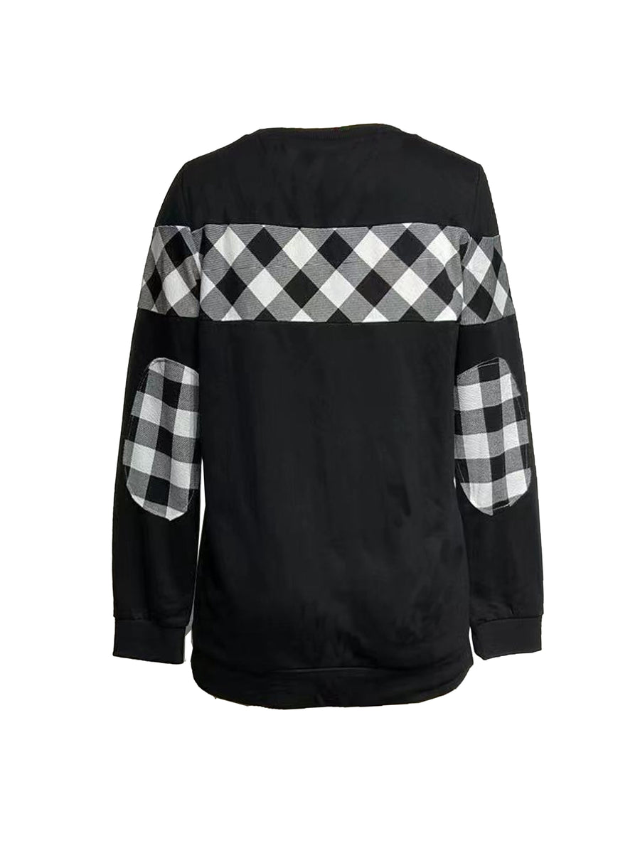 Spring/Autumn New Women'S Round Neck, Super Sensual Black Base Layer Top High-End Casual Sweater Long Sleeve Sweatshirt Preppy Style - Black
