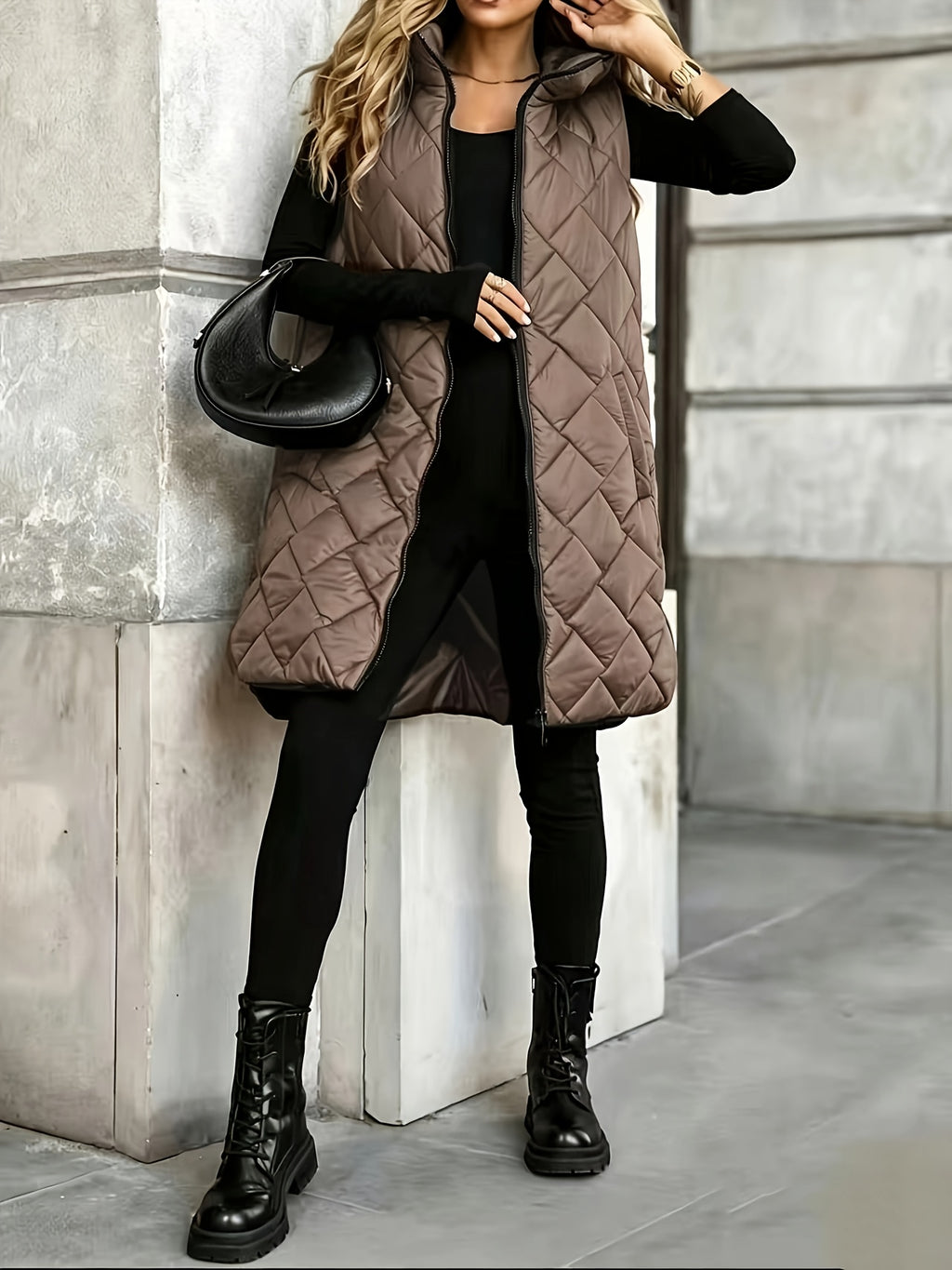 Women'S Casual Vest Jacket - Coffee Color