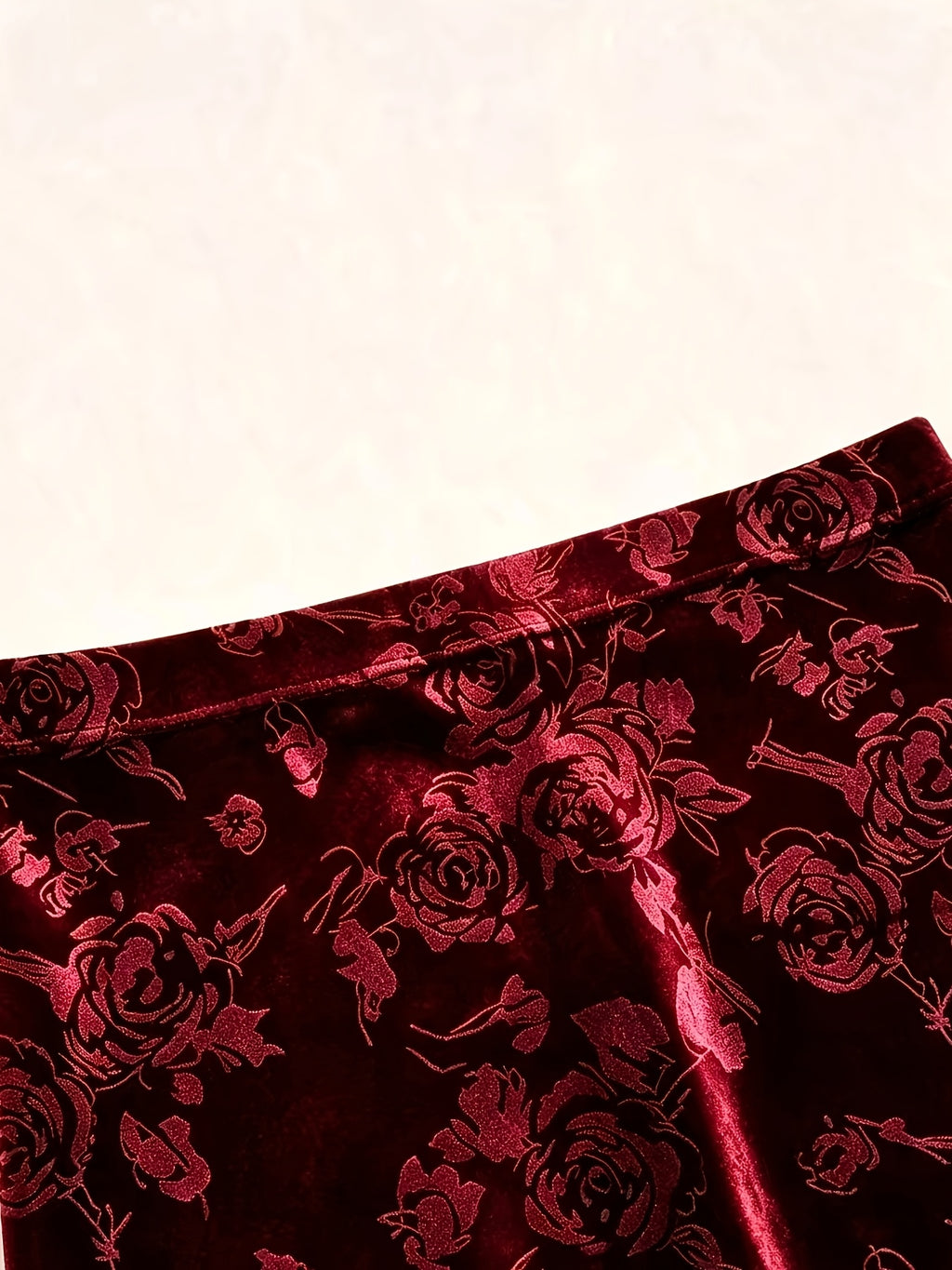 Elegant Velvet Three-Dimensional Rose Embossed Mermaid Skirt, Baita Fashion Dress - Burgundy