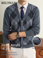New Autumn Winter Men Thick Knit Cardigan, Ideal Gift for Dad & Husband, Button Design with Pockets, Cold Resistant Warm Sweater, Minimal Elegant Versatile Knit Cardigan Coat for Daily Outdoor Business Casual Camping Wear - Light Grey