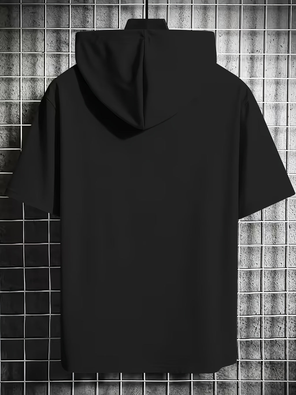 Summer New Men'S Solid Color Hooded Short Sleeve T-Shirt, Street Trendy Casual Top - Black