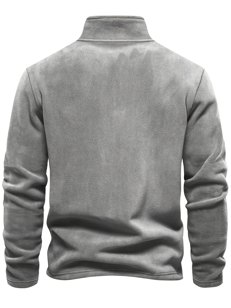 Men'S Winter Base Layer Outer Wear Comfortable Fleece Warm Stand-Up Collar Long Sleeve Sweatshirt 5pcs Set - Gray + Grey + Grey + Grey + Grey