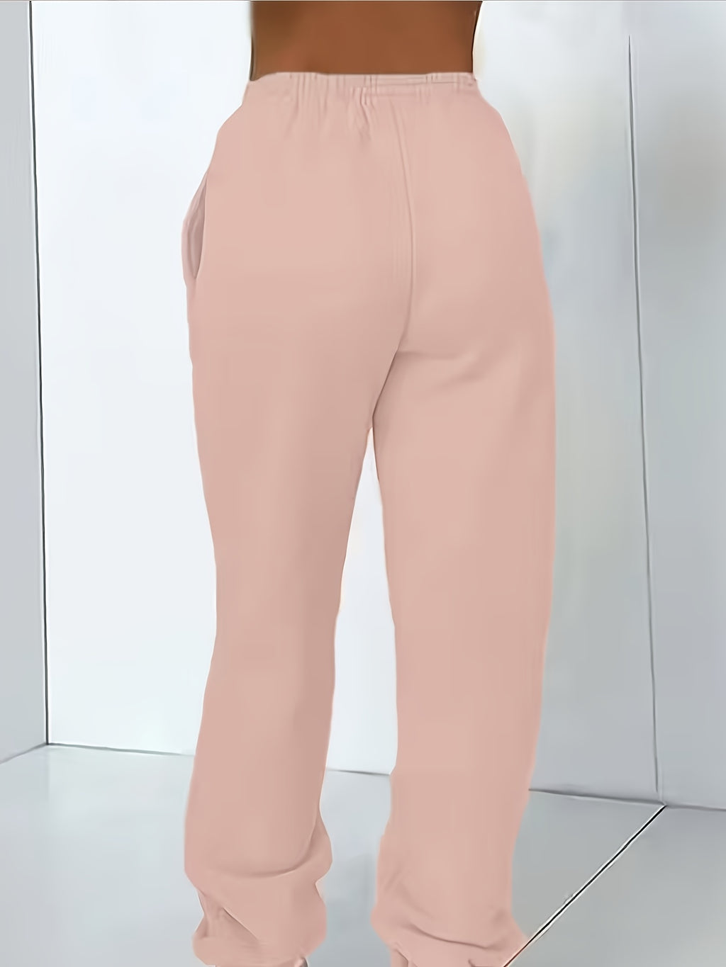 2pcs Women's Y2K Sport Sweatshirt Set with Matching Jogger Pants - -Lined Crewneck Set, Suitable for Winter, Multiple Colors, Polyester Material, Machine Washable, for Daily Sportswear, Casual Sporty Style, Fitness Wear - pink color