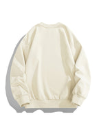 Men'S Crew Neck Sweatshirt, Spring And Autumn Printed Pullover Top, Youth Loose Casual Versatile Long Sleeve Base Shirt - Apricot