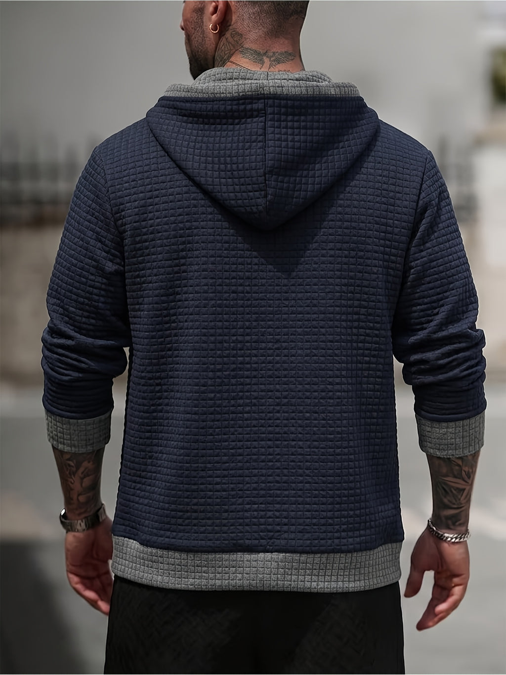 BOWZ Men's Knitted Cardigan, Men's Autumn/Winter Sweater, Hooded Sweatshirt with Pocket Design, Autumn/Winter Warm Top Jacket, Suitable for Outings, Casual Wear, Travel, and Sports - Navy Color