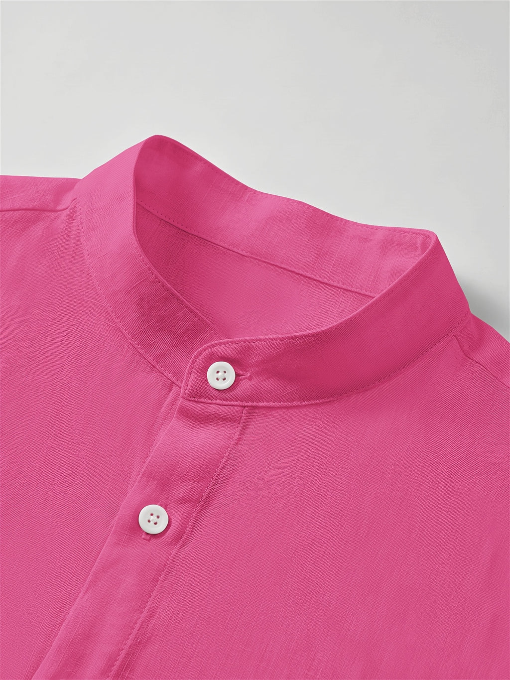 Men's Solid Color Casual Stand Collar Button- Long Sleeve Shirt. The Solid-colored Fabric Offers a Comfortable Feel, Making It a Great Gift for a Husband or Boyfriend for Home, Outings, Travel, and Beach Vacations. Men's Long Sleeves, Men's Tops - Red