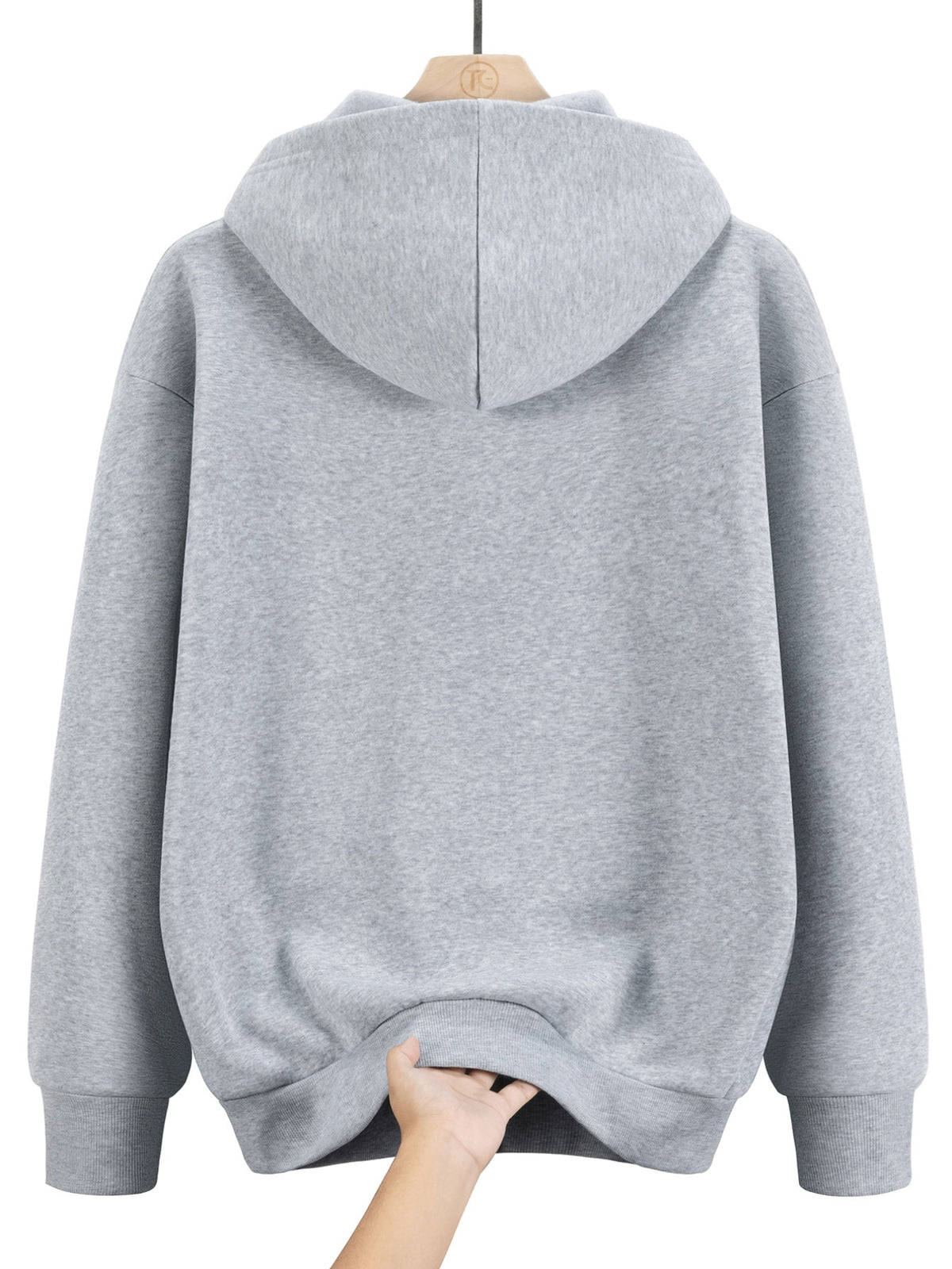 2026 New Men's Zip-Up Hoodie - Casual Pullover with Kangaroo Pocket, Stretch Fabric,  Letter Graphic Print, Versatile and Fashionable Style, Perfect Choice for Fall - Light Grey