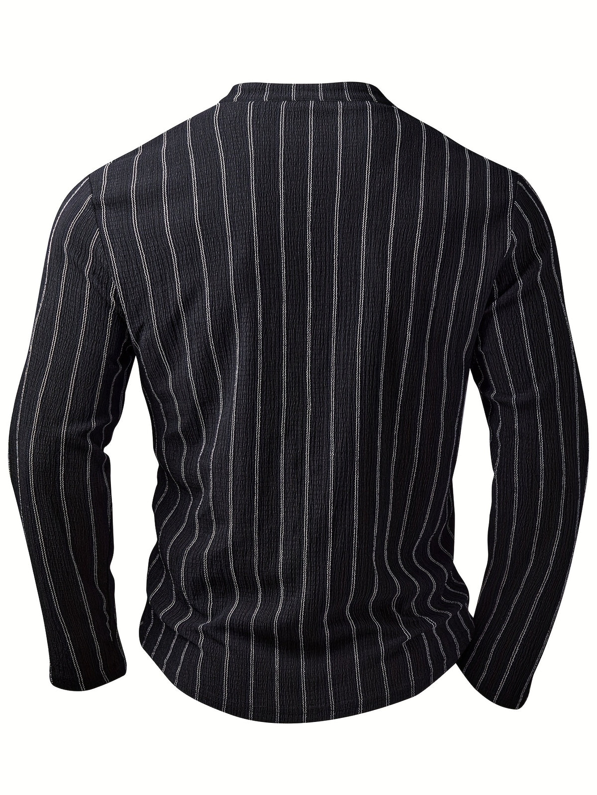 Men'S Fashion Men'S Clothing Top T-Shirt Autumn Winter Casual Striped Long Sleeve Shirt Button Sports Men'S Henley Shirt - Black
