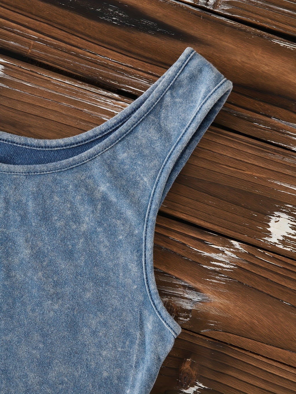 Ladies' Fashion Trend Fried Snowflake Washed - Angel Creative Pattern Printed Sleeveless Vest - Navy Color