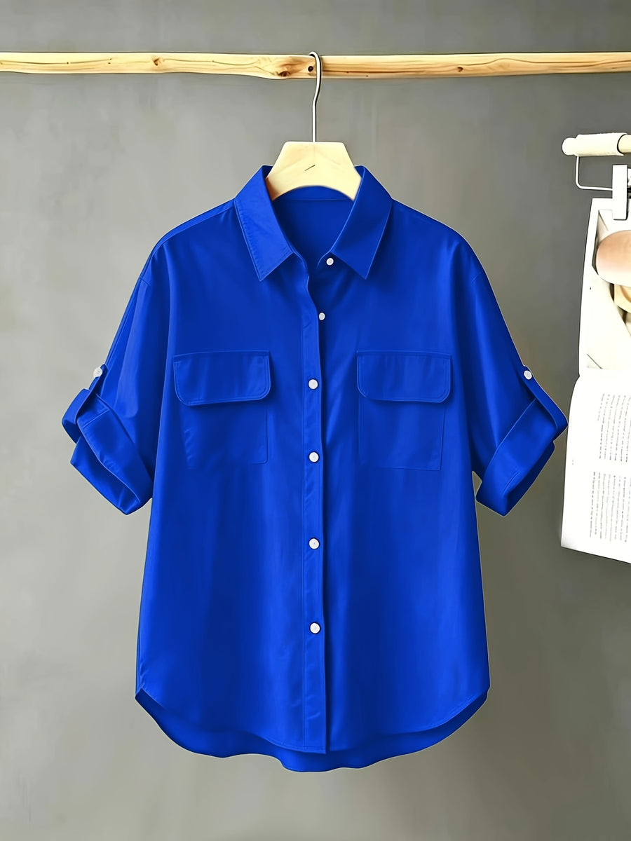 Fashionable Short-Sleeved Shirt - Royal Blue