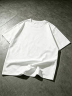 2026 Men'S Spring/Summer Letter Pattern Terry Cloth Embroidery Loose Crew Neck Short Sleeve T-Shirt, Casual Hip Hop Street Style, Unisex Loose Top, Multiple Colors Available, Couple Style - White-068C