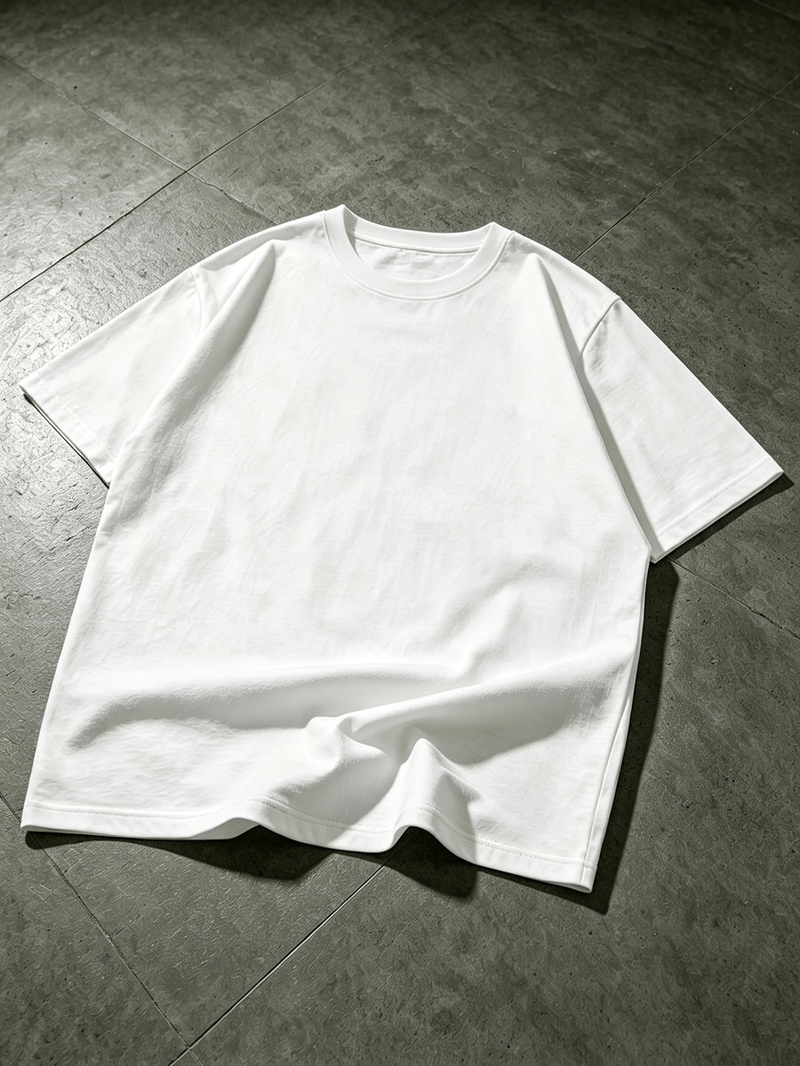 2026 Men'S Spring/Summer Letter Pattern Terry Cloth Embroidery Loose Crew Neck Short Sleeve T-Shirt, Casual Hip Hop Street Style, Unisex Loose Top, Multiple Colors Available, Couple Style - White-068C