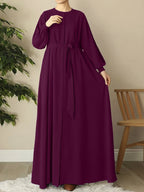 Middle Eastern Muslim Solid Color Comfortable Robe 8358 - Fuchsia