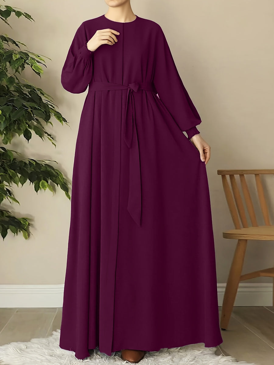 Middle Eastern Muslim Solid Color Comfortable Robe 8358 - Fuchsia
