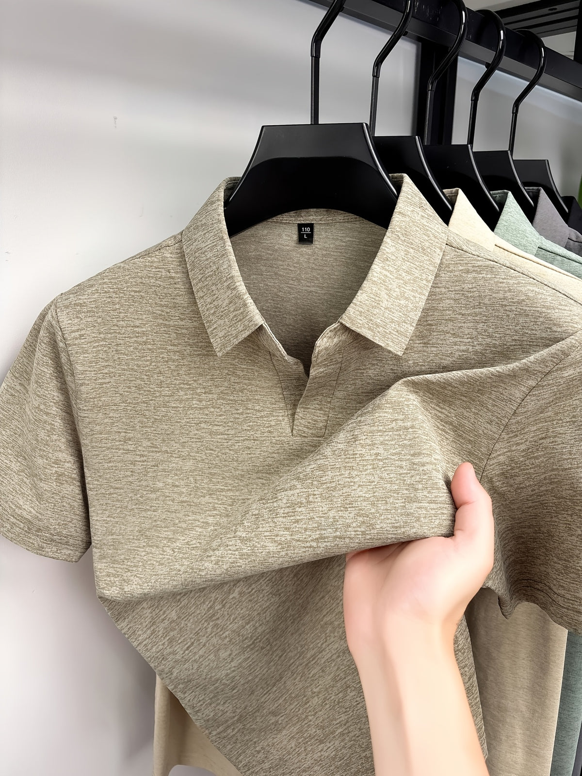 Minimalist Urban Short Sleeve Polo Shirt Breathable Daily Commute - Coffee Color
