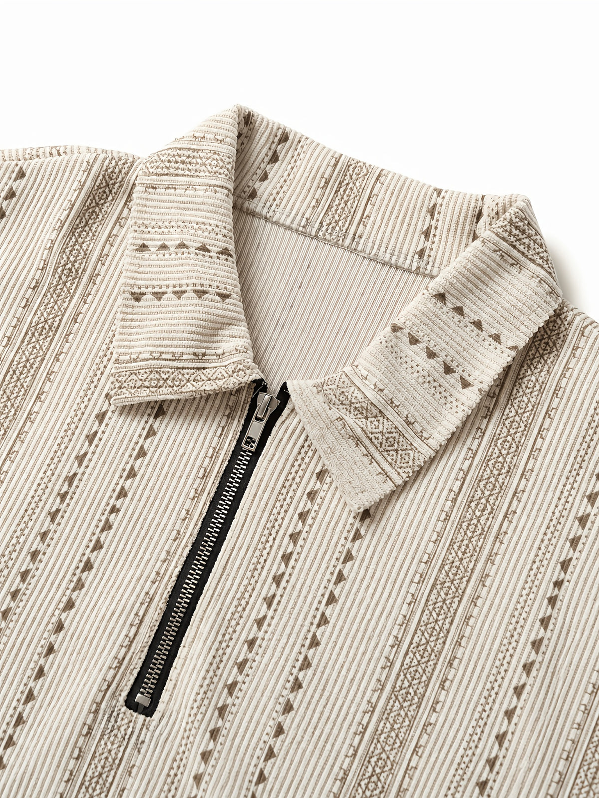 Men's Summer Knit Polo Shirt, Fashion Vertical Jacquard Stripe, Half-Zip Geometric Texture, Suitable for Trips, Business Occasions & Evening Dates - Men's Knitted Polo Shirt ()