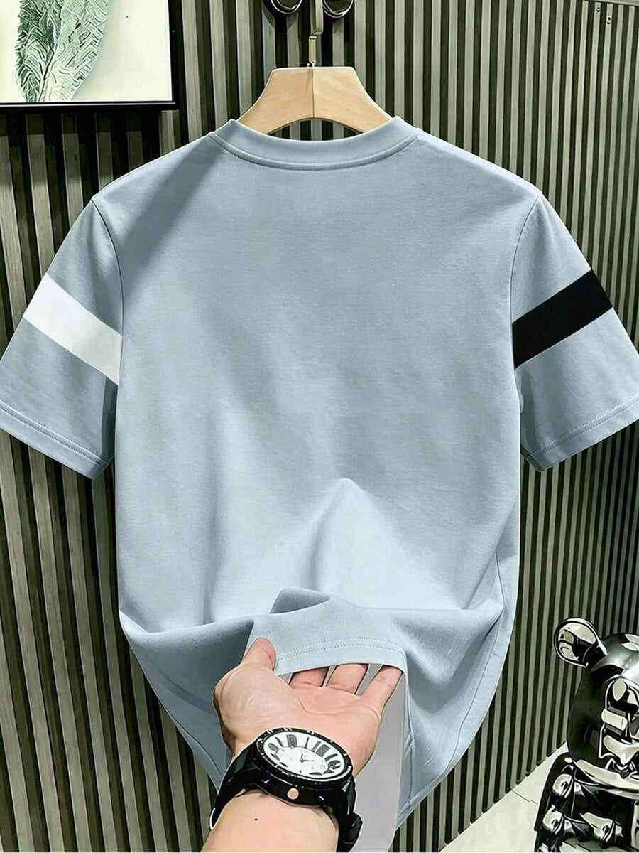 [Printed Design – Not Textured] Men's Summer Casual Color Block Patchwork T-shirt - Mixed Color 3