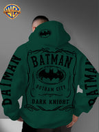 Warner Bros. Authorized American Cool Batman Retro Border Printed Hooded Sweatshirt with Adjustable Drawstring, Comfortable And Warm, Fashionable And Versatile Men'S Casual Sweatshirt, Suitable for Autumn And Winter Wear - Green