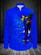 Men'S Fashion Stand Collar Long Sleeve Shirt with 11-Row Buttons Casual Versatile Top - Mixed Color 8