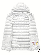Men'S Slim-Fit Hooded Vest - Lightweight Non-Stretch Jacket, Front Zipper Closure, Side Pockets - Cold Weather Outerwear for Everyday & Formal Events - Fall/Winter, Winter Clothing, Sleek Design, Durable Construction, Stylish Outerwear, Urban Style - White