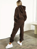 Winter Hooded Sweatshirt 2pcs Set Glitch_Style_Girl_Outline - Coffee Color
