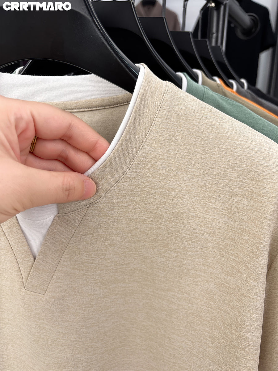 CRRTMARO Summer New Round Neck Quick-Dry Short Sleeve T-Shirt Men'S Youth Loose Casual Short Sleeve Top Men'S Clothing Huiwang - Khaki