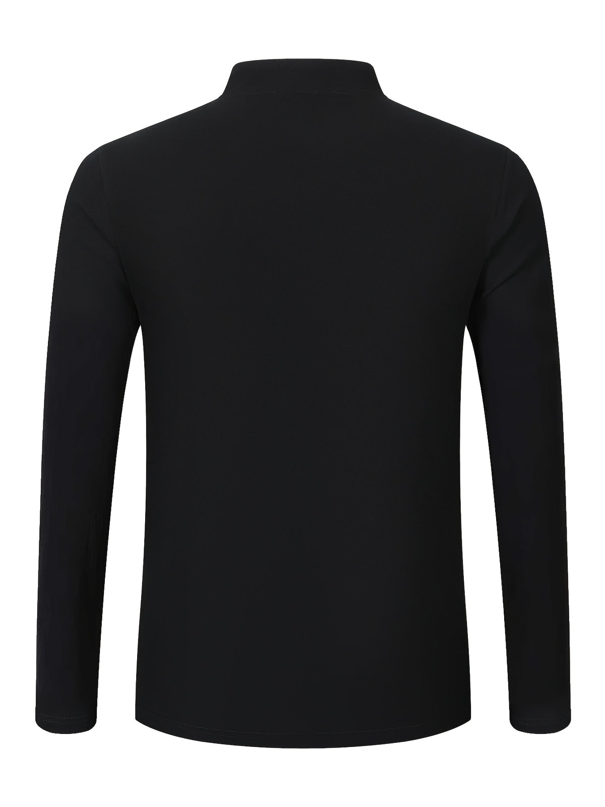 2pcs Men's Solid Color Pullover Henley Shirt, Long Sleeve, Regular Fit for Spring/Autumn, Casual Outings and Parties - Blue+Black