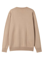 Men's Minimalist Triangle Print Knit Sweater - Warm Crew Neck Long Sleeve Pullover, Stretchable Base Layer Suitable for Autumn Winter Layering, Casual Office Wear & Cold Weather, Hand Washable Regular Fit Sweater - Light Brown-1