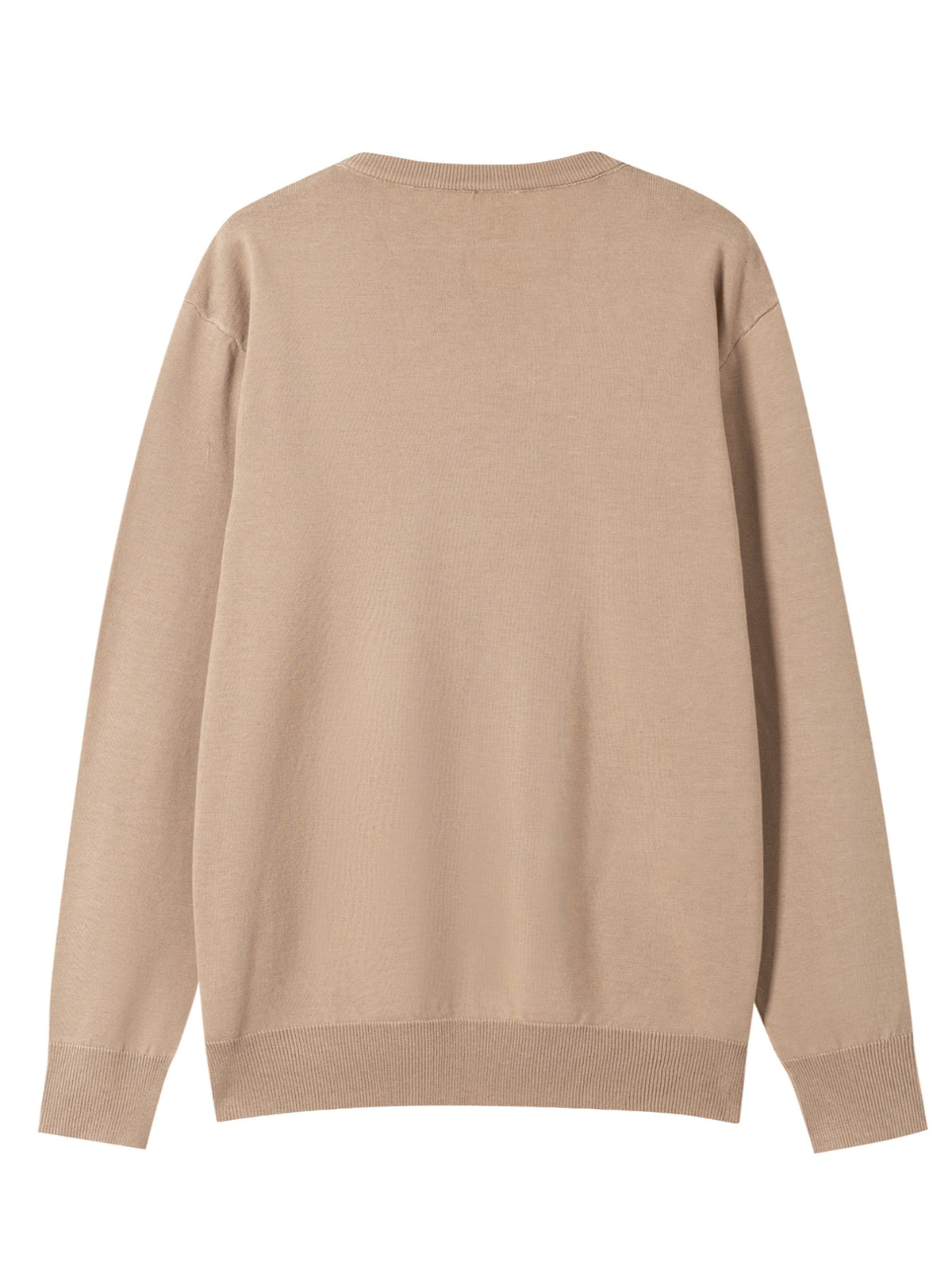 Men's Minimalist Triangle Print Knit Sweater - Warm Crew Neck Long Sleeve Pullover, Stretchable Base Layer Suitable for Autumn Winter Layering, Casual Office Wear & Cold Weather, Hand Washable Regular Fit Sweater - Light Brown-1
